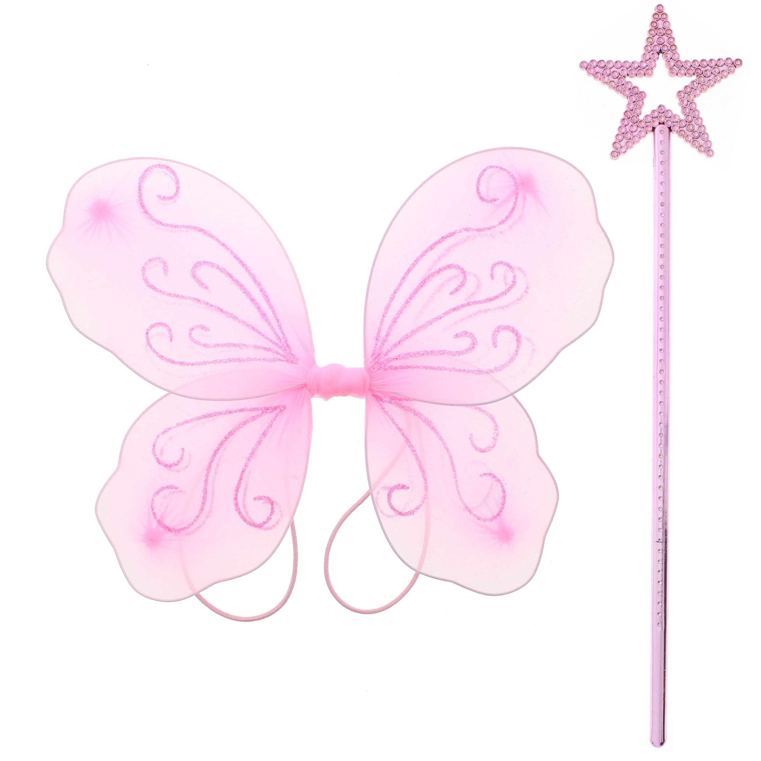Zac's Alter Ego® Fancy Dress Glitter Butterfly Fairy Wing & Wand Set - Picture 2 of 3