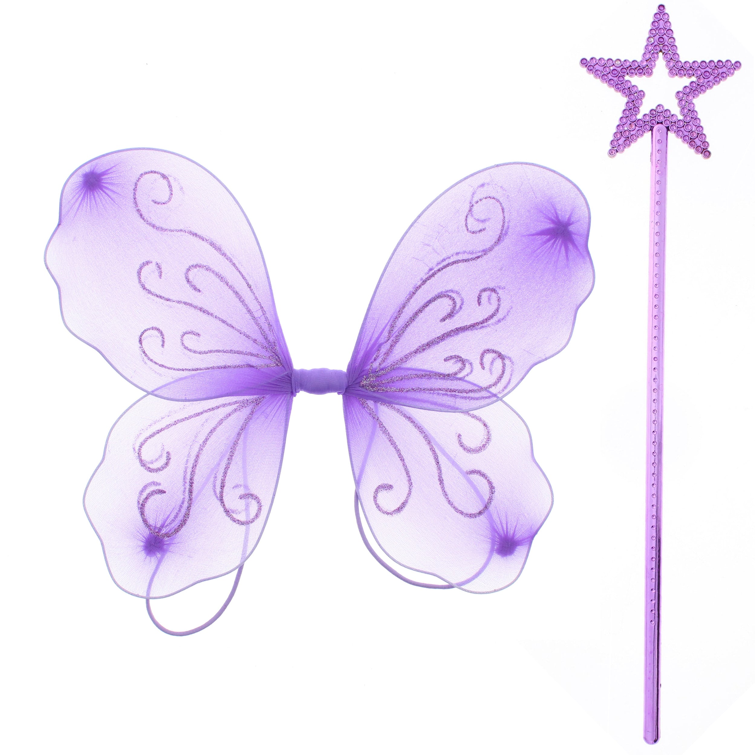 Zac's Alter Ego® Fancy Dress Glitter Butterfly Fairy Wing & Wand Set - Picture 3 of 3