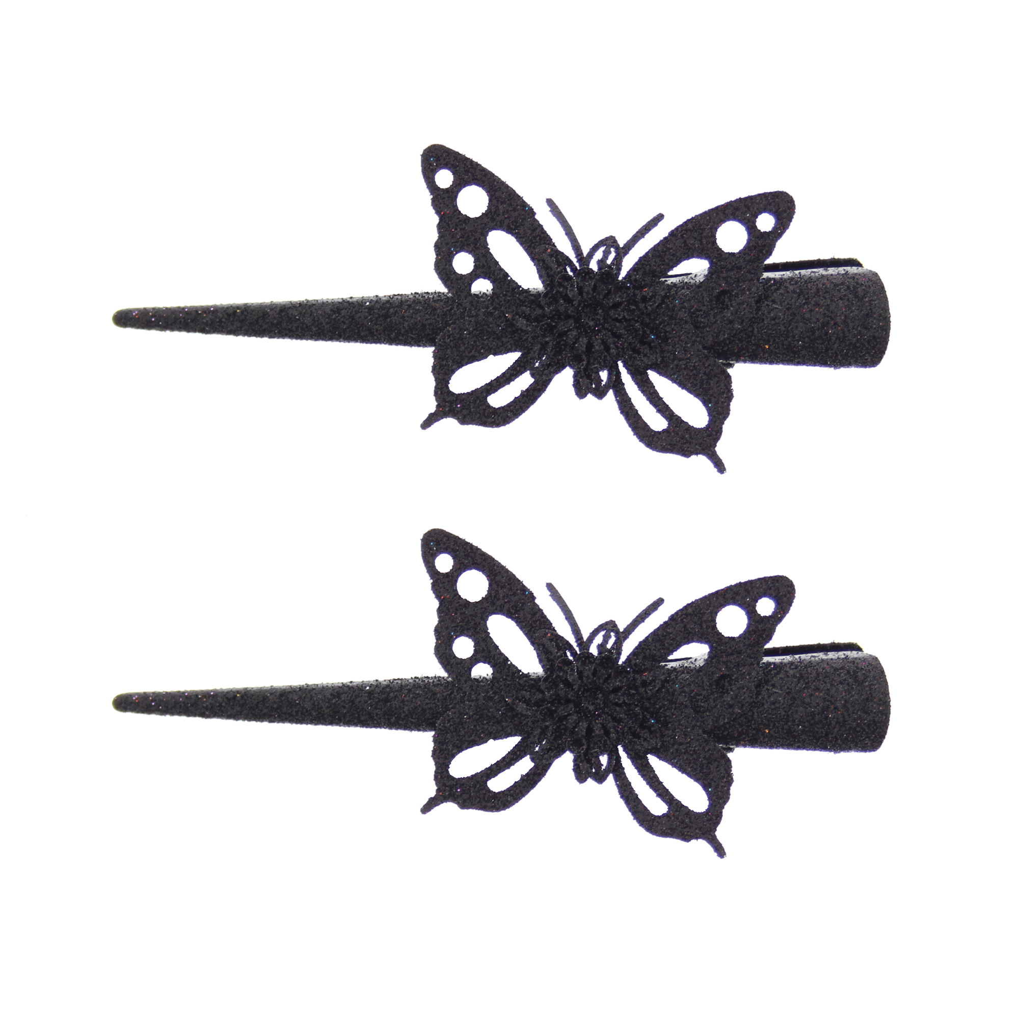 Pair of Glitter Butterfly Motif Long Beak/ Concord Hair Clips eBay
