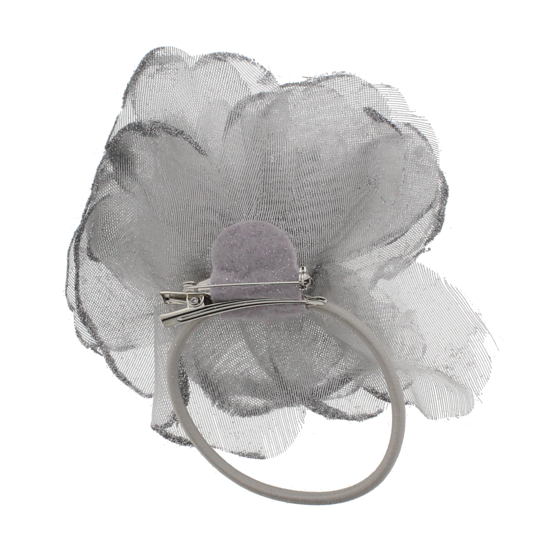 Elastic /& Pin Zac/'s Alter Ego Mesh Glitter Hair Rose with Feathers on Clip