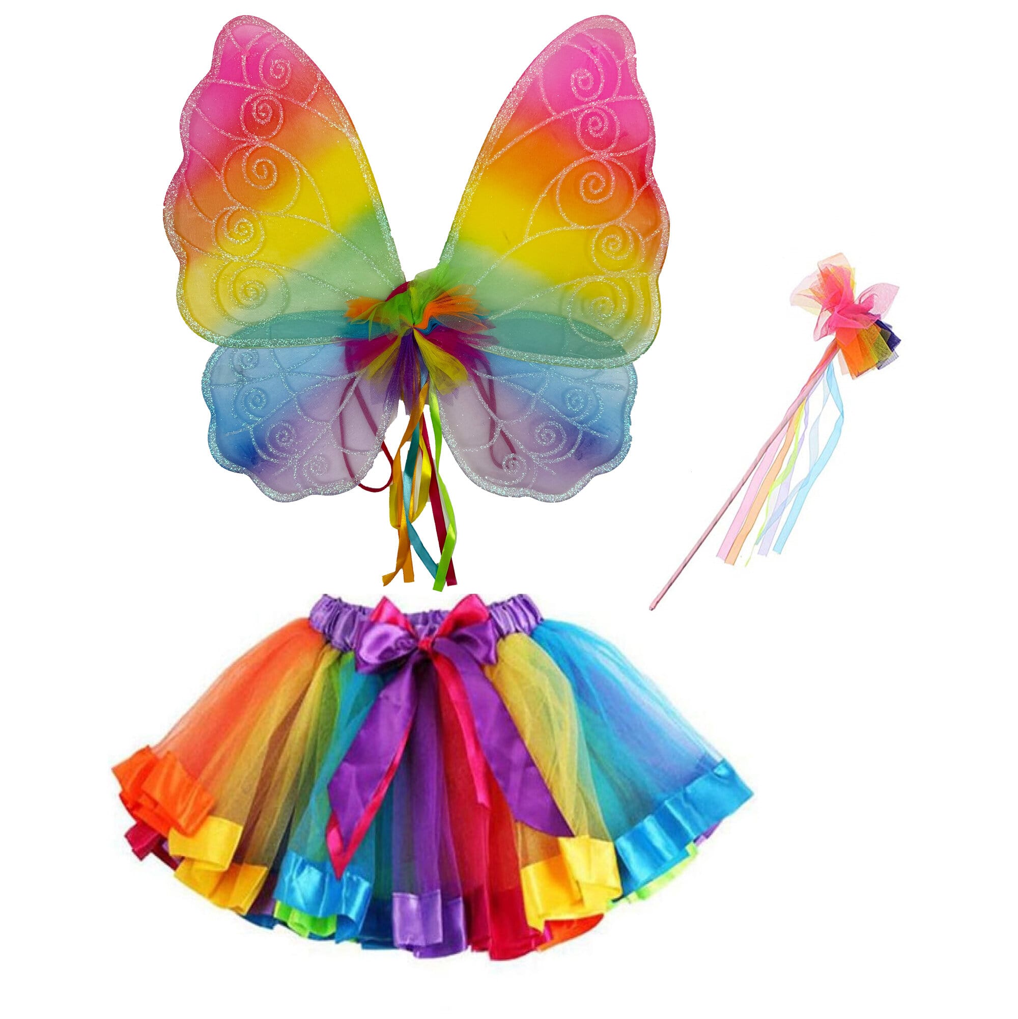 Zac's Alter Ego 3 Piece Fancy Dress Bright Angel Wings, Wand & Tutu Fairy Set - Picture 8 of 11
