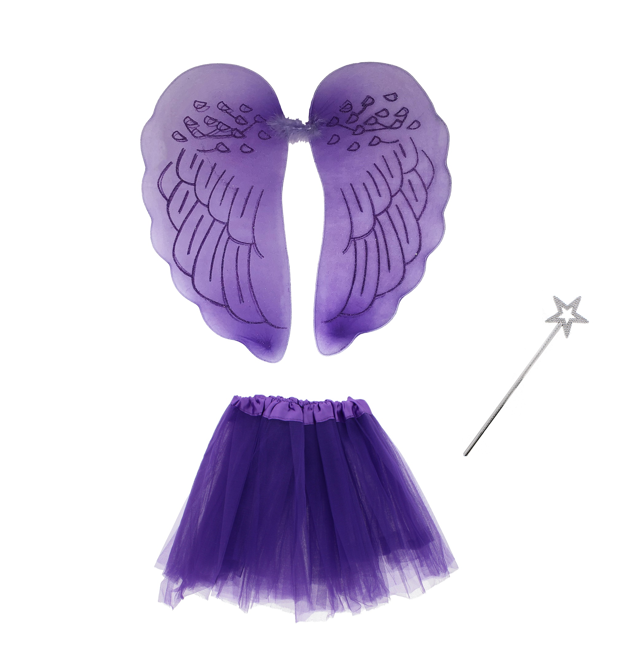 Zac's Alter Ego 3 Piece Fancy Dress Bright Angel Wings, Wand & Tutu Fairy Set - Picture 7 of 11