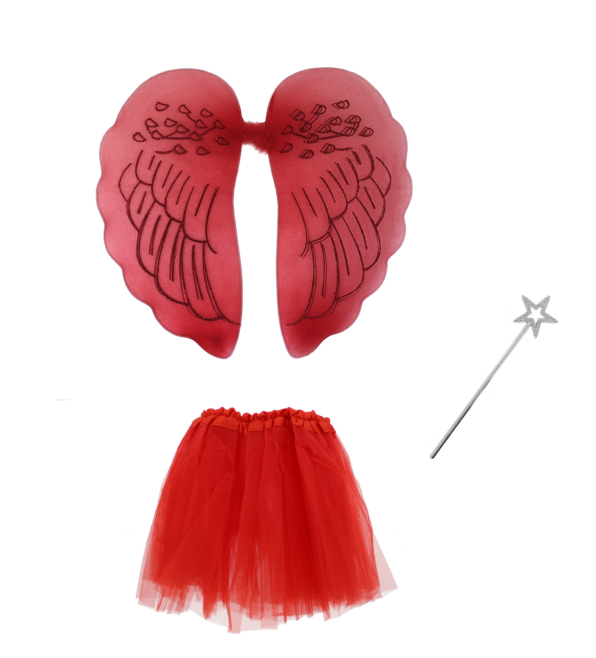 Zac's Alter Ego 3 Piece Fancy Dress Bright Angel Wings, Wand & Tutu Fairy Set - Picture 9 of 11