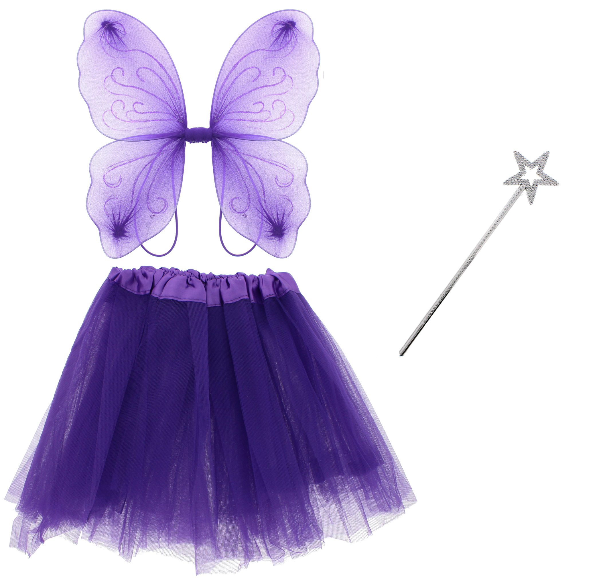Zac's Alter Ego 3 Piece Fancy Dress Butterfly Wings, Wand & Tutu Fairy Set - Picture 9 of 11