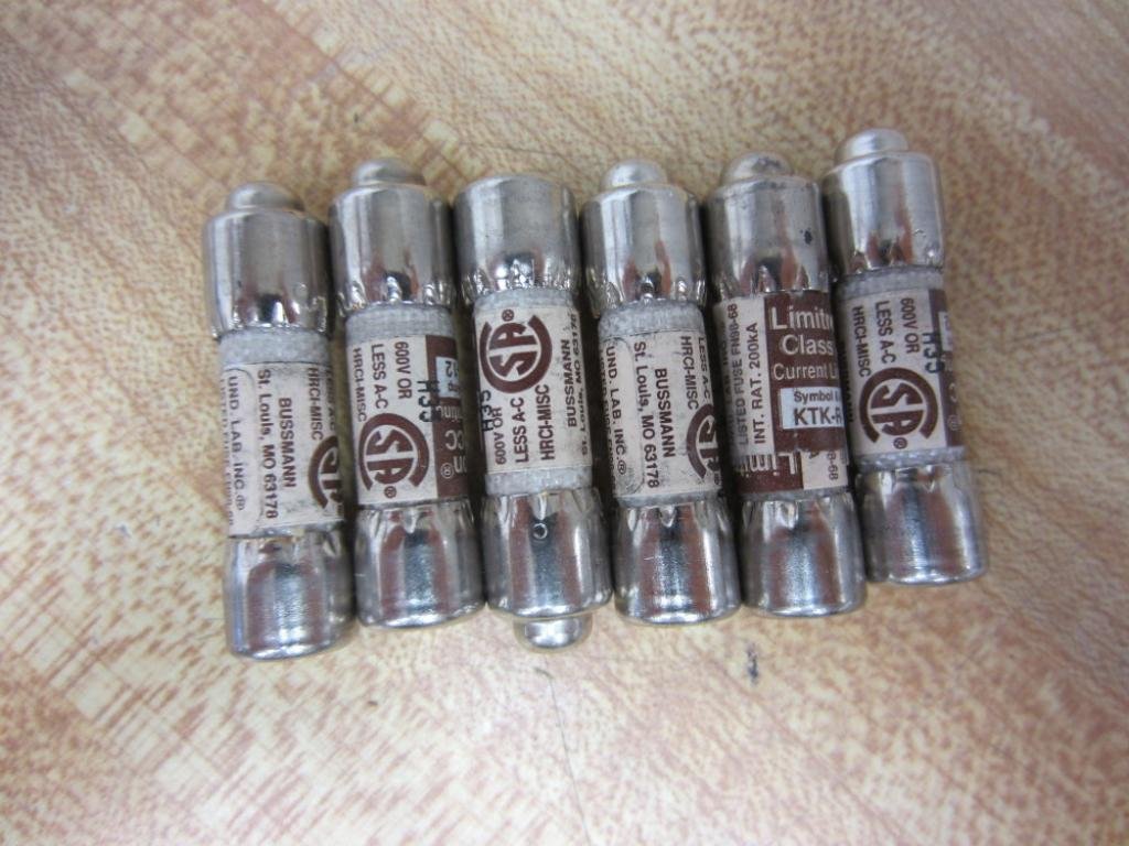 Pack of 6 Bussmann KTK-R-12 Limitron Fuse Cooper KTKR12
