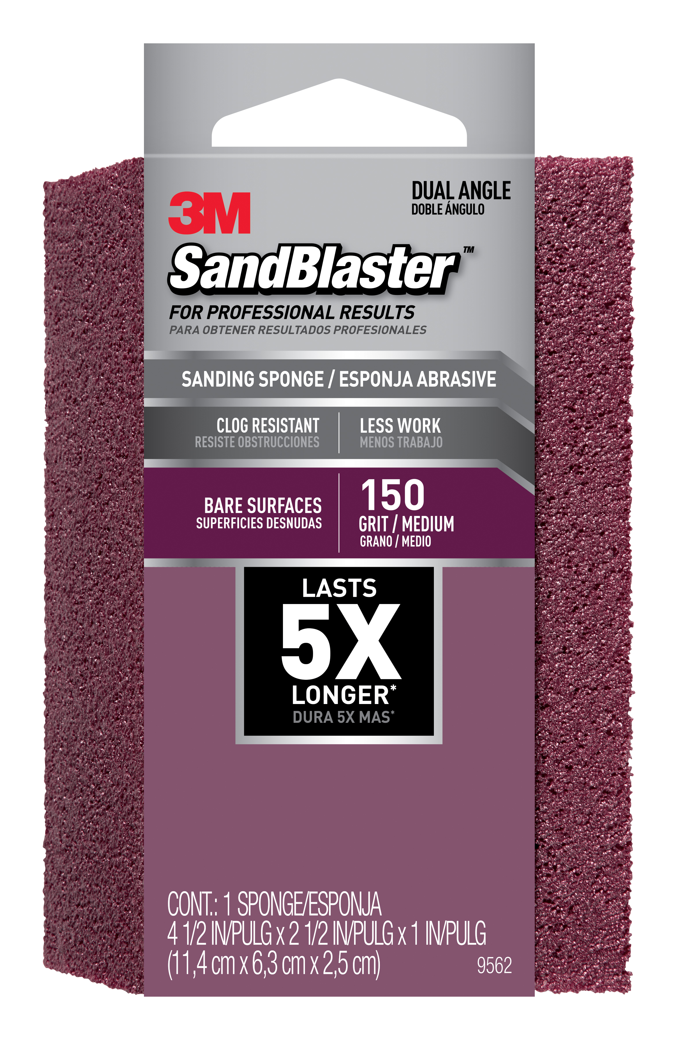 3M 9562 150 Grit Sandblaster Dual Angled Fine Sanding Sponge eBay