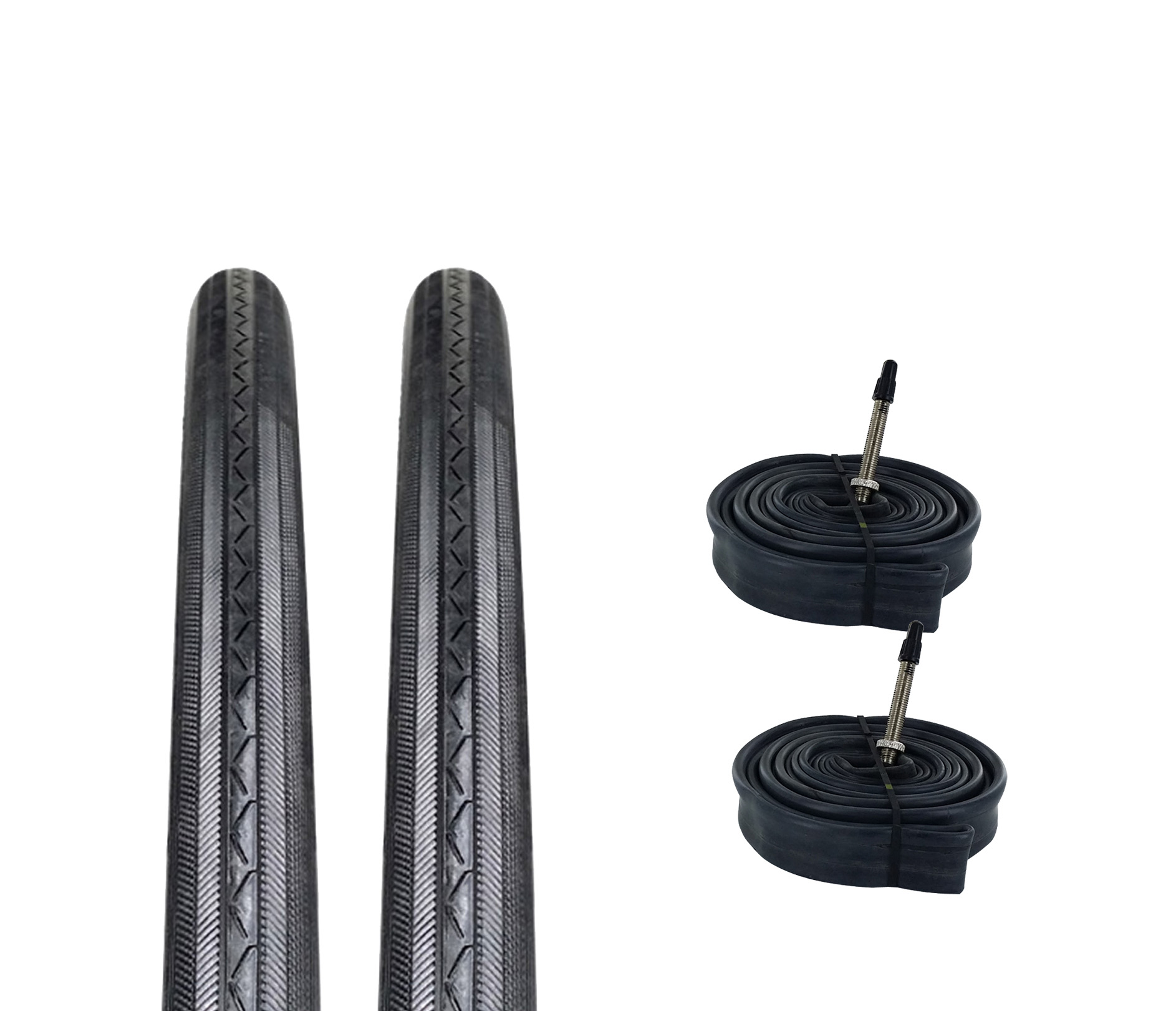 Presta//French 80 MM Valve Zol Bundle 2 Pack Z1076 Road Tires and Tube 700x25C