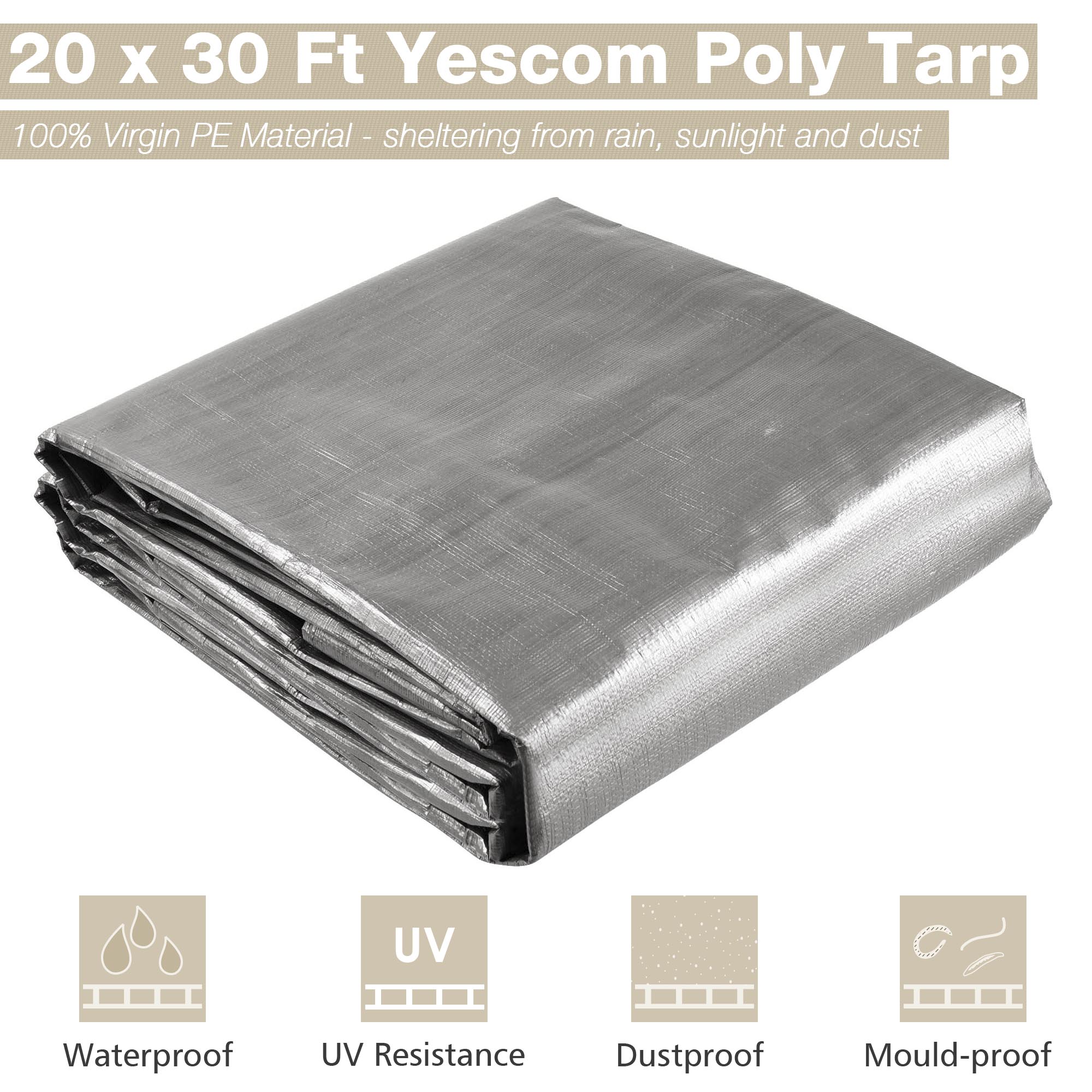 2 Pack 20x30 Ft 10 Mil Poly Tarp Protective Cover Tarpaulin Outdoor Waterproof - Bild 2 von 9