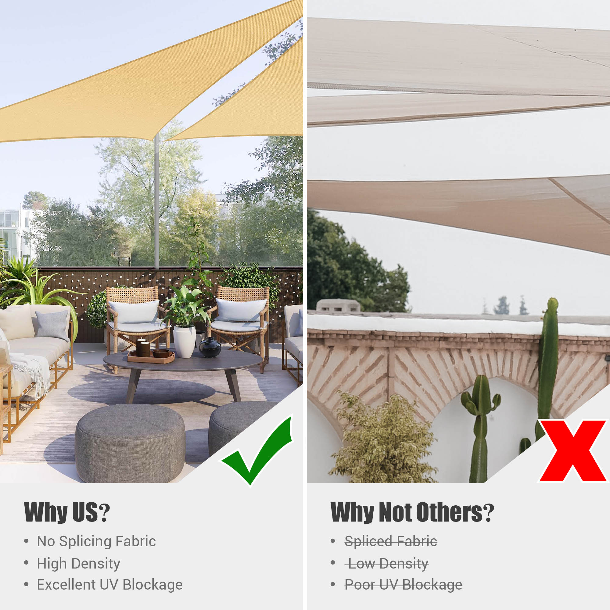 Triangle Sun Shade Sail Canopy UV Block Patio Garden Yard Pool Outdoor - Picture 54 of 89