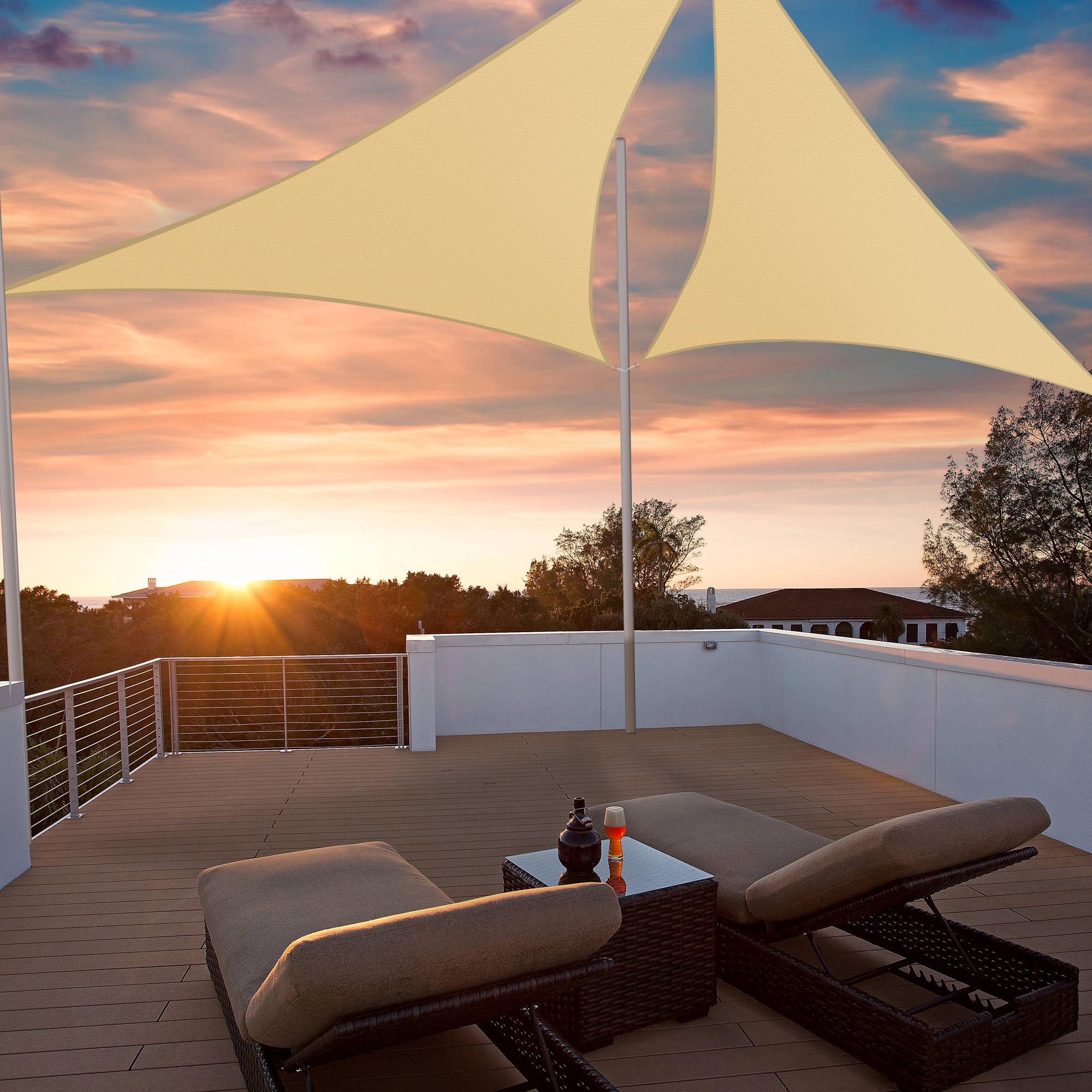 Triangle Sun Shade Sail Canopy UV Block Patio Garden Yard Pool Outdoor - Picture 51 of 89