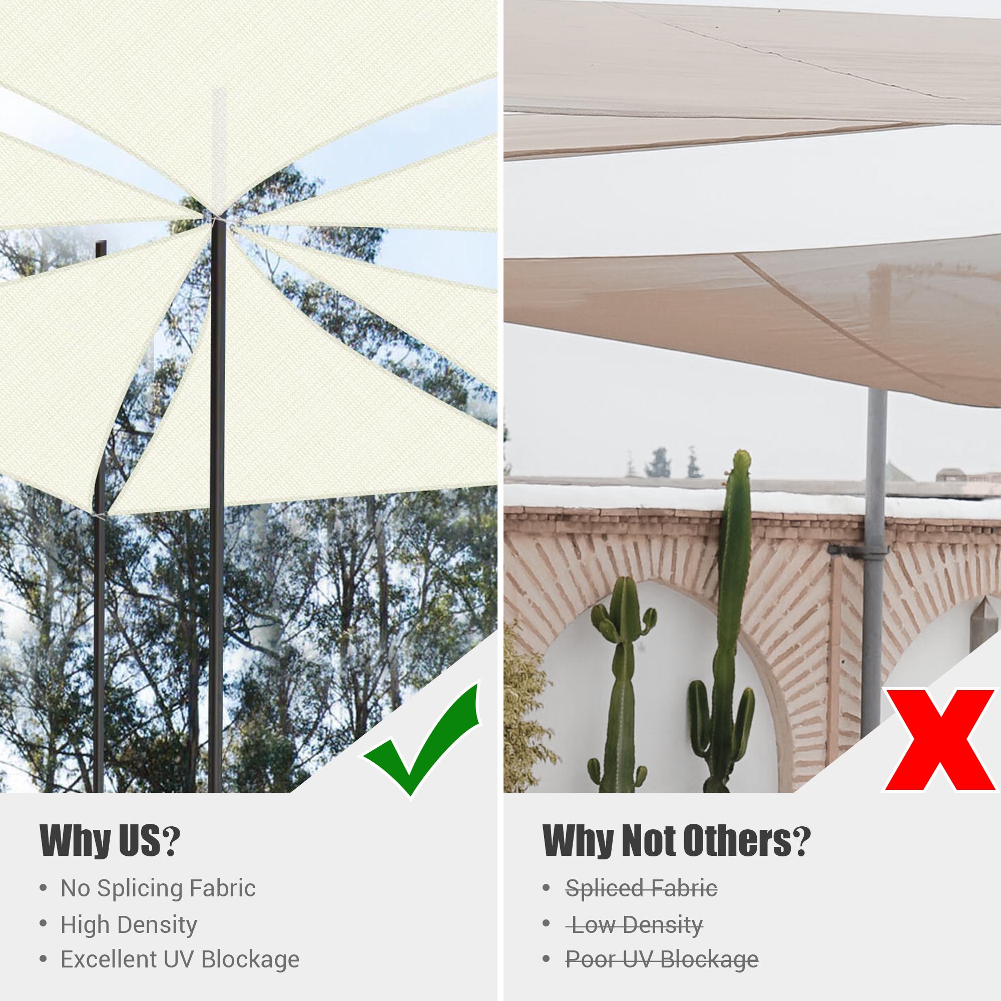 3FT//5FT//7FT 97/% UV Block Triangle Sun Shade Sail Canopy Patio Outdoor Garden