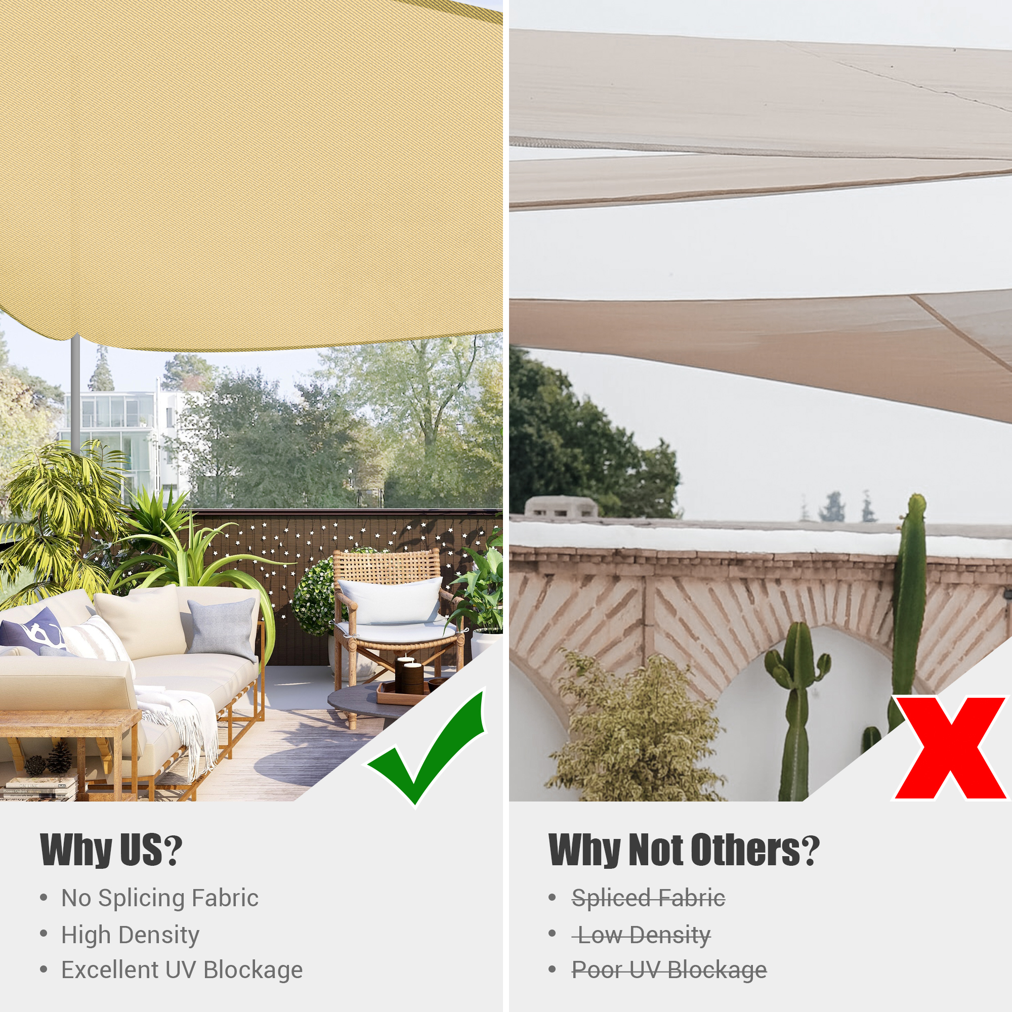 11Ft/20Ft/25Ft 97% UV Block Triangle Sun Shade Sail Canopy Outdoor Patio Pool - Picture 15 of 15