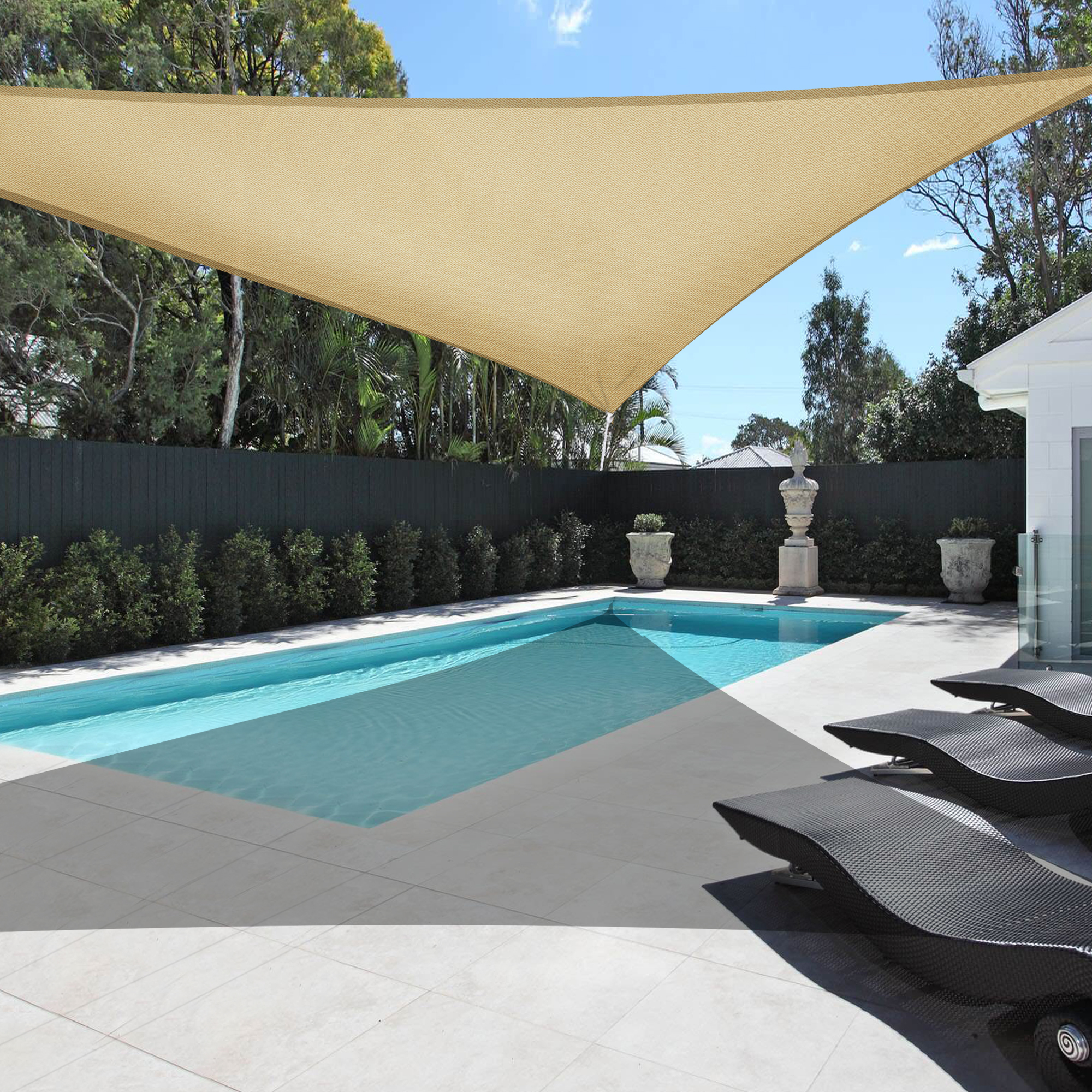 Triangle Sun Shade Sail Canopy UV Block Patio Garden Yard Pool Outdoor - Picture 26 of 89