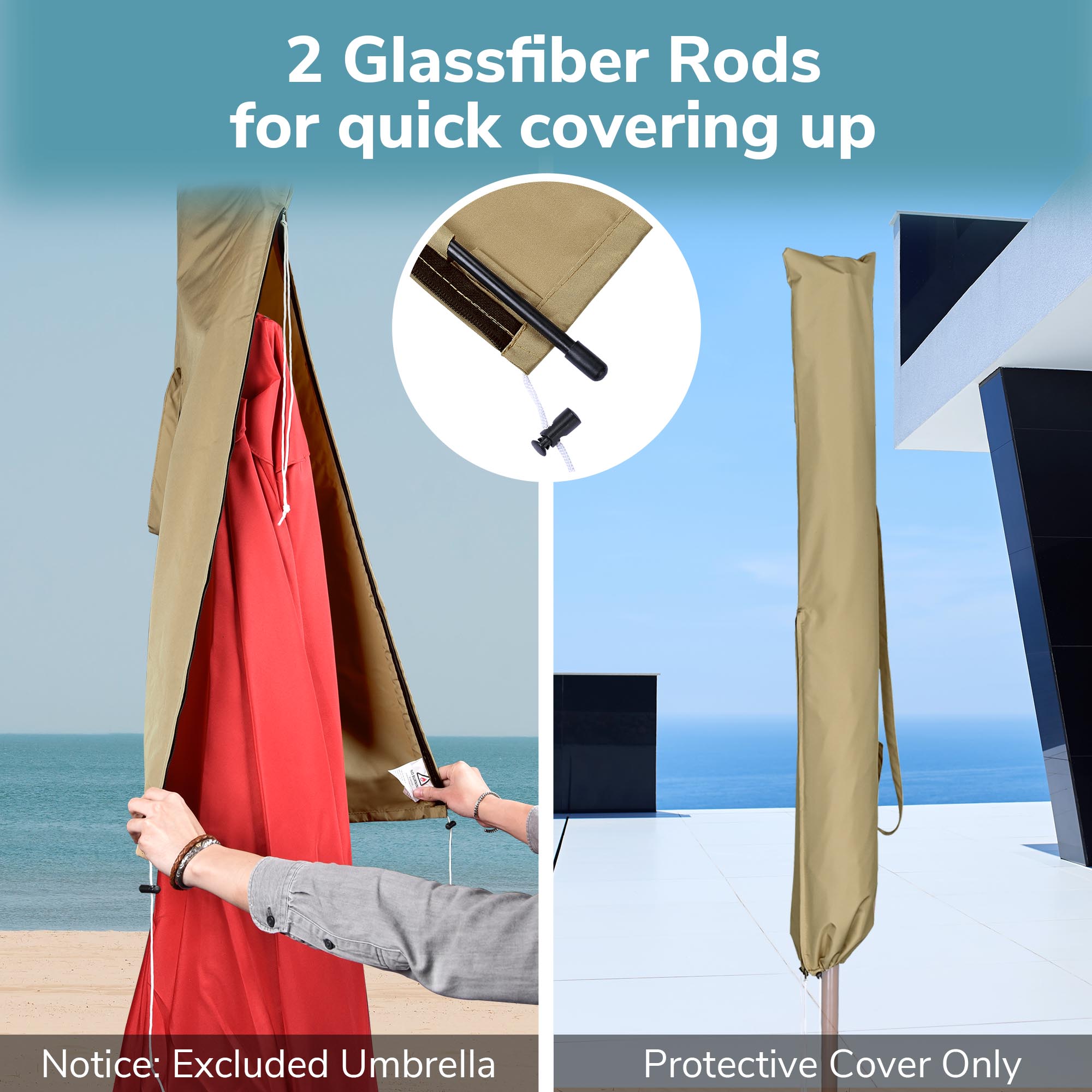 Patio Outdoor Beach Umbrella Canopy Protective Cover Carry Bag Fit 8' 9