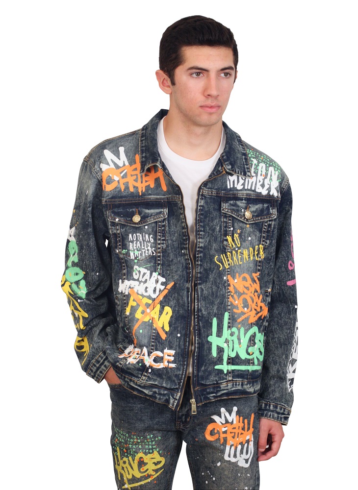 printed denim jacket mens
