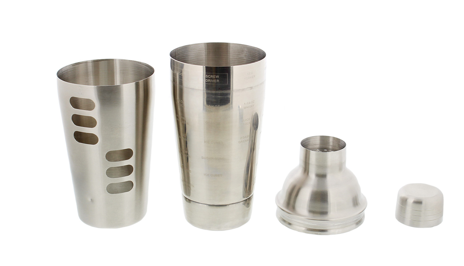 Cocktail Shaker 24 Ounces with Strainer Lid and Drink Recipe Device