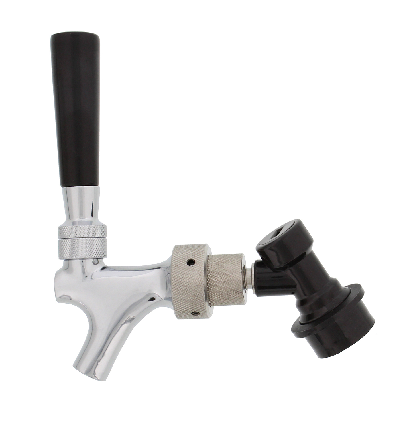 Compact Chrome Plated Brass Beer Keg Tap Dispenser Faucet with Ball