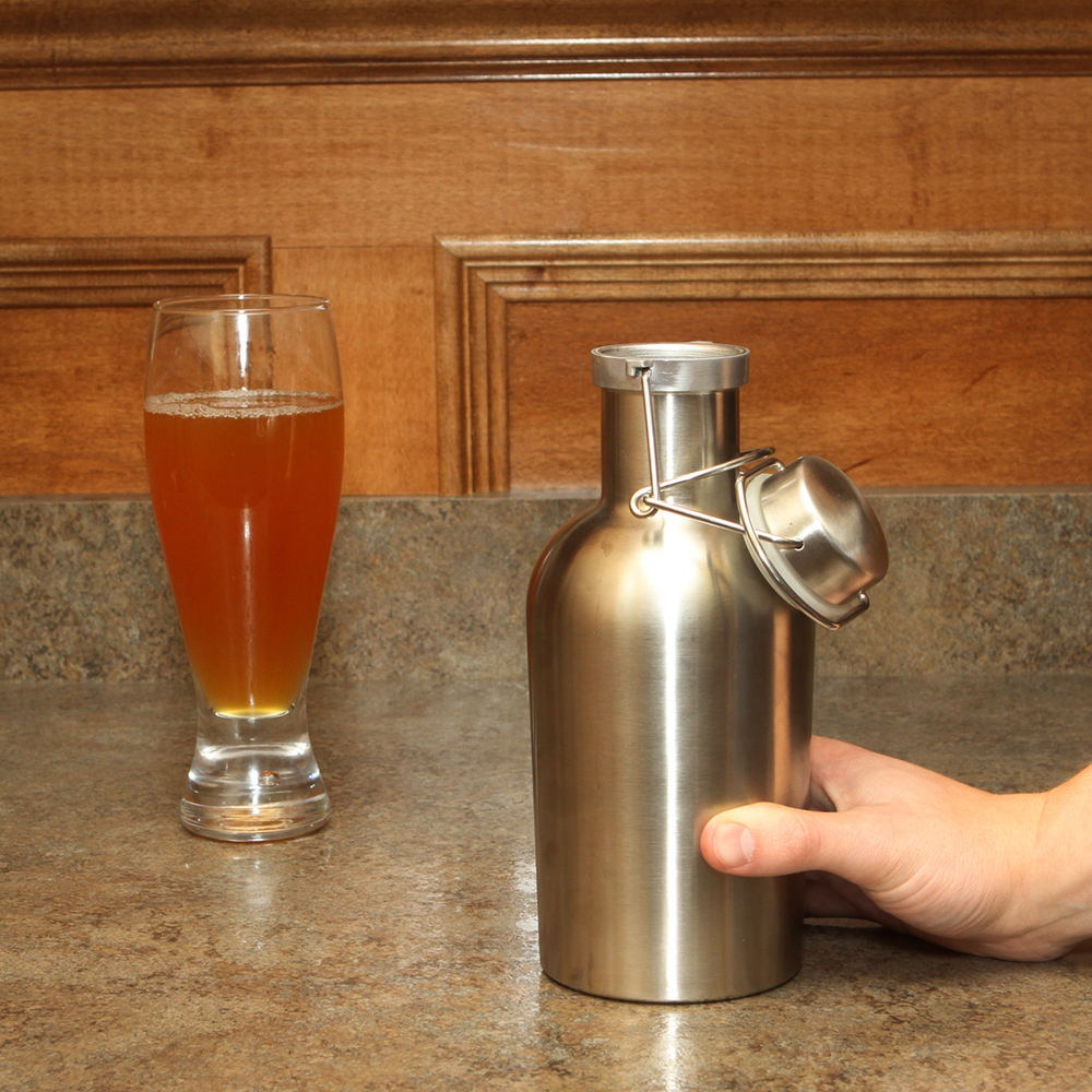 Beer Growler 1 Liter, 33 Ounce Stainless Steel with Swing