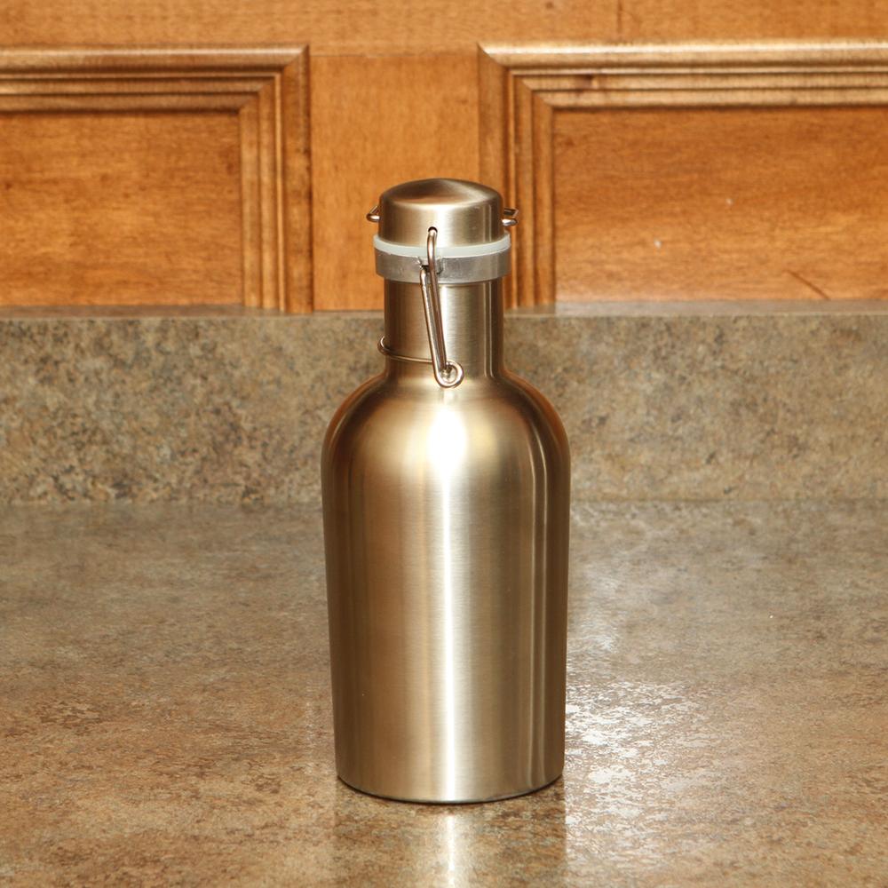 Beer Growler 1 Liter, 33 Ounce Stainless Steel with SwingTop for Cold