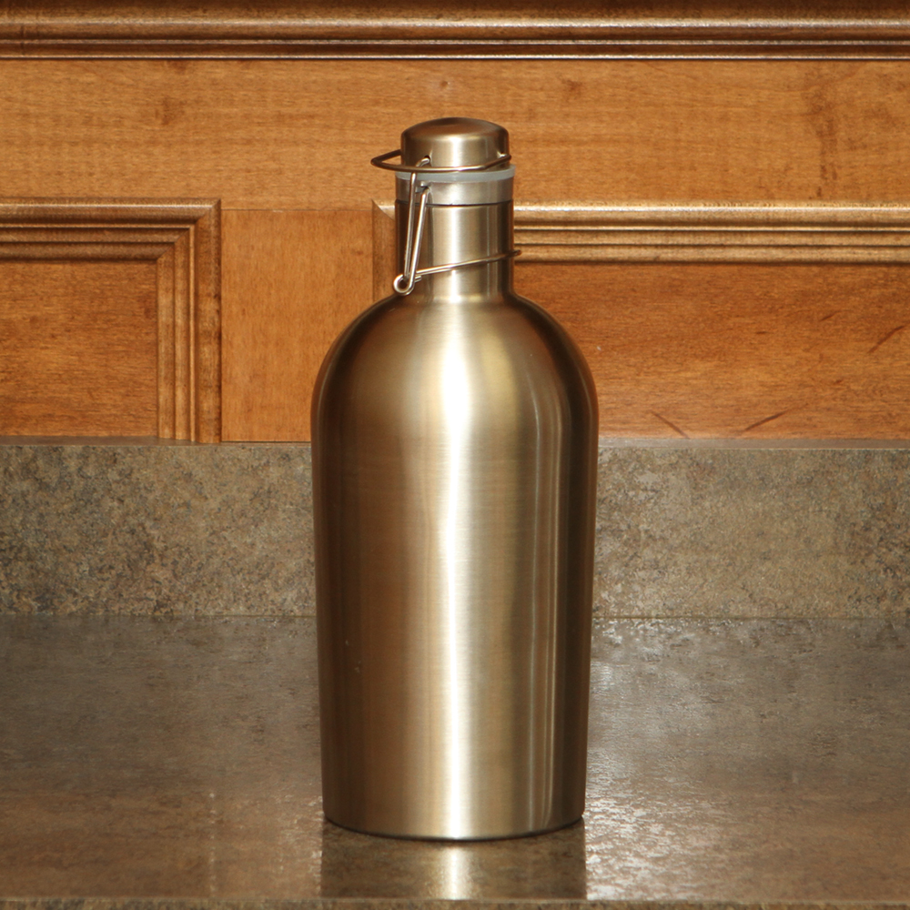 Beer Growler 2 Liter, 67 Ounce, Stainless Steel with SwingTop for Cold