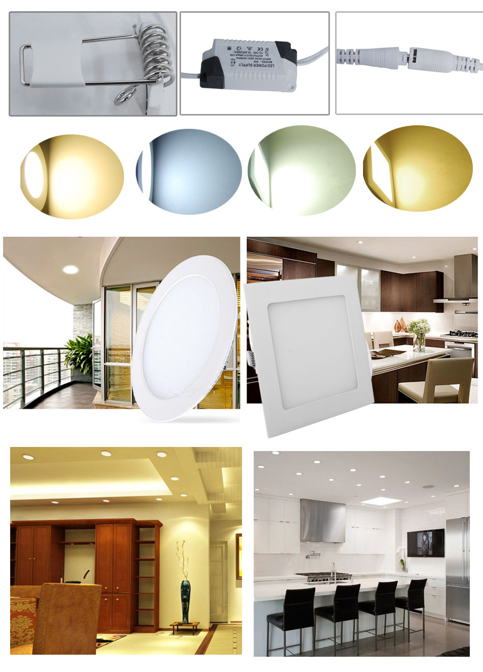 6W 12W 18W 24W LED Recessed Ceiling Flat Panel Down Light Ultra Slim