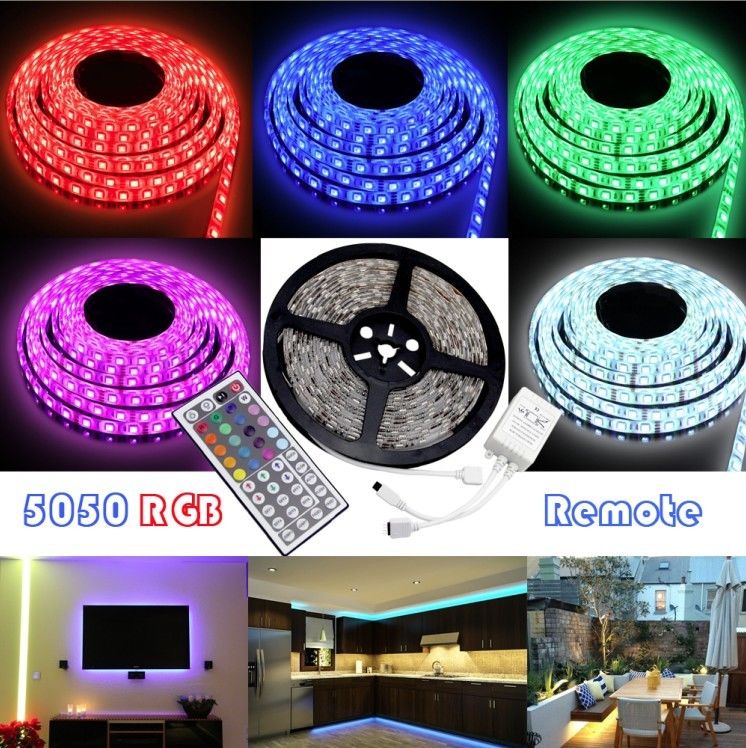 20M 15M 10M 5M LED 5050 3528 RGB Strip Light Kit Flexible Dimmable