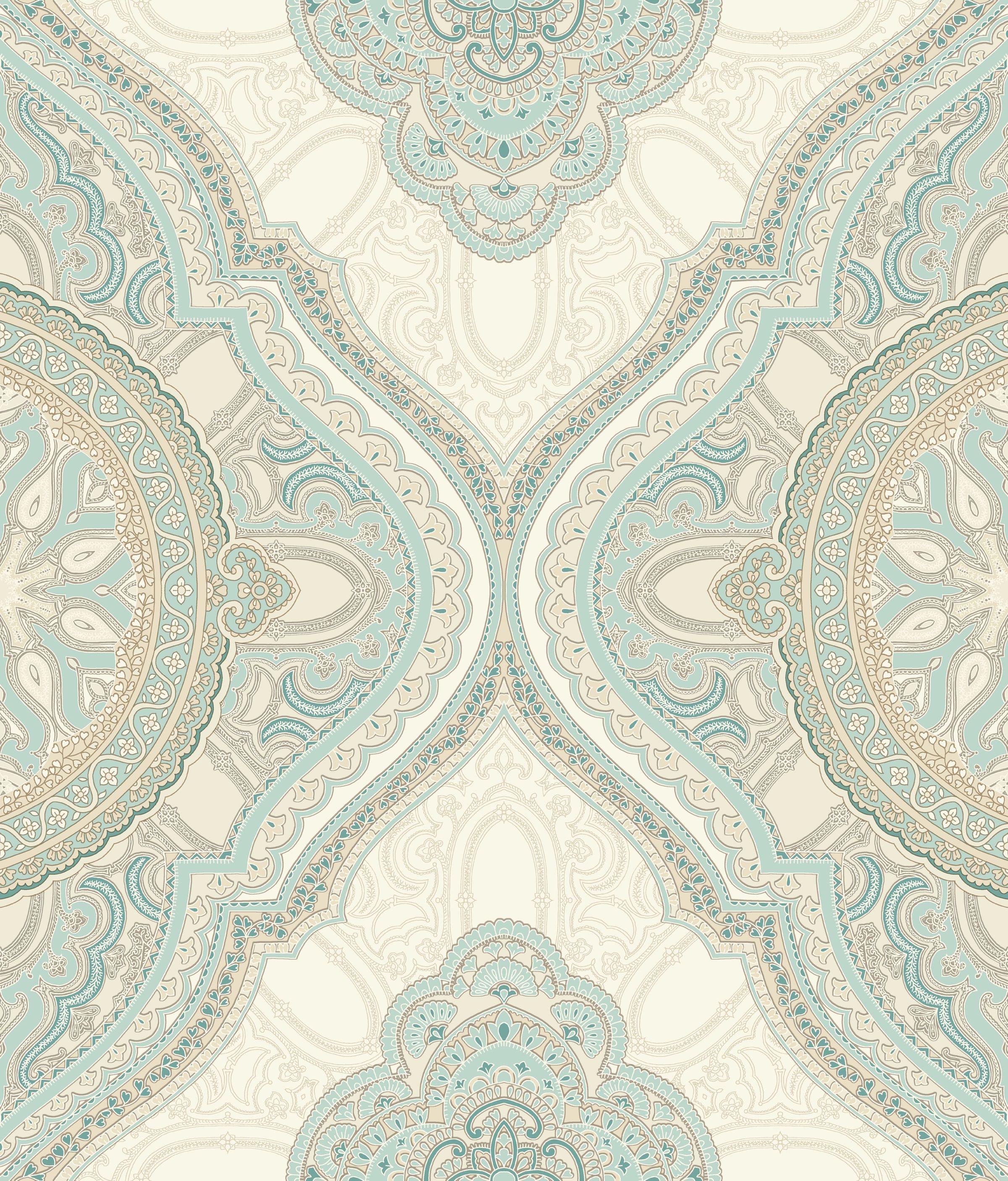 York Wallcoverings FL6590 Filigree Paisley Medallion Wallpaper Blue | eBay