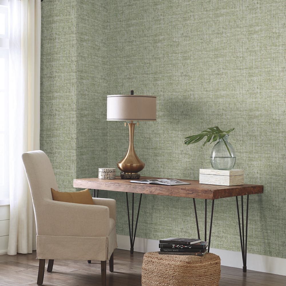 Grace & Gardenia Green Faux Grasscloth Peel and Stick ...