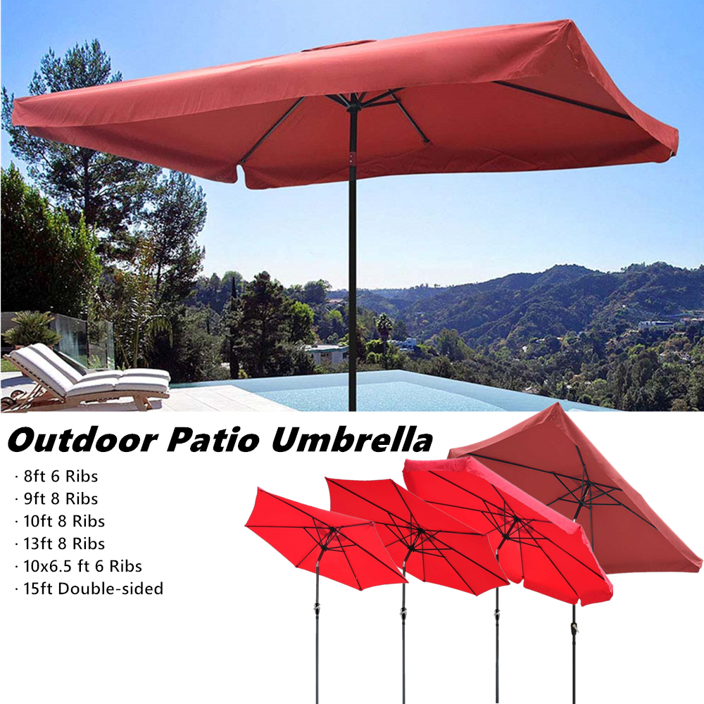 Outdoor Patio Umbrella Aluminum 8ft 9ft 10ft 13ft Common LED Option Beach Garden