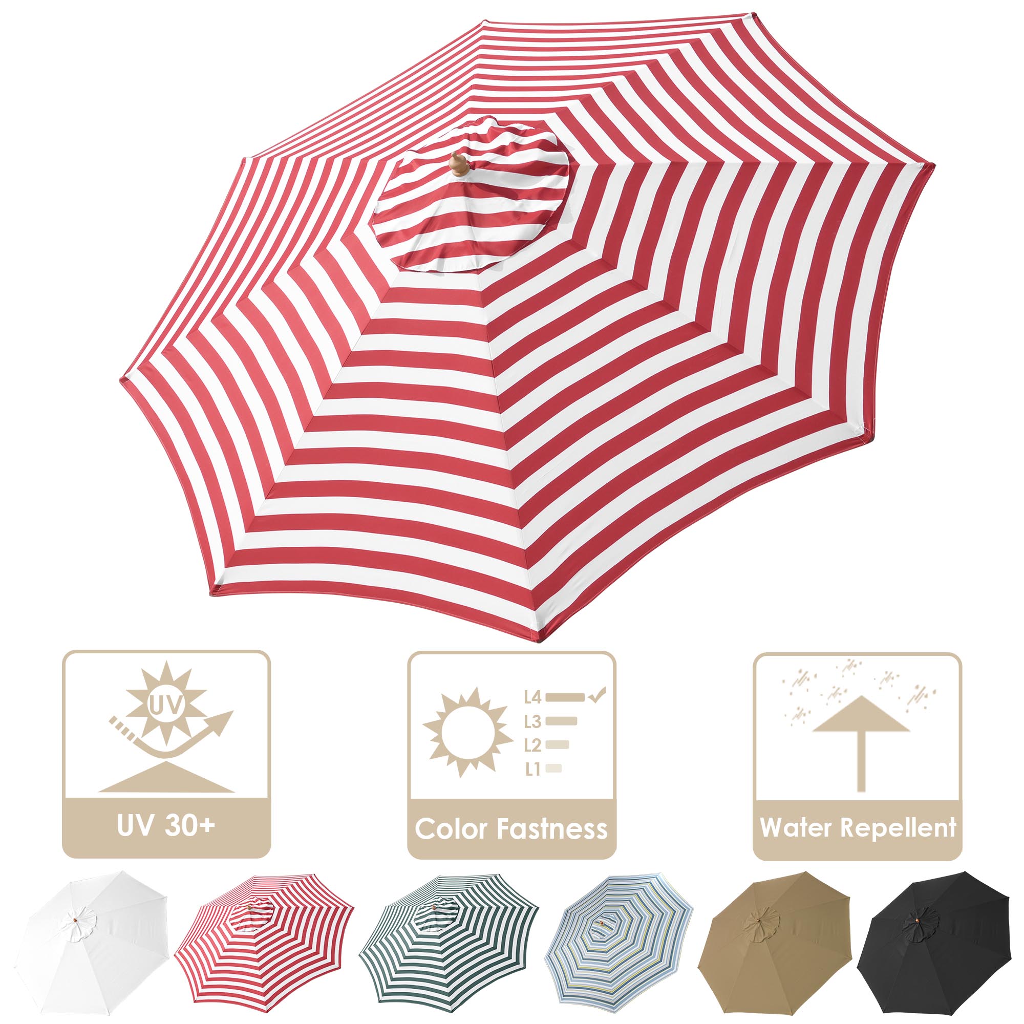 13 Ft Patio Umbrella Replacement Canopy Market Outdoor Beach Poolside Top Cover - Picture 24 of 36