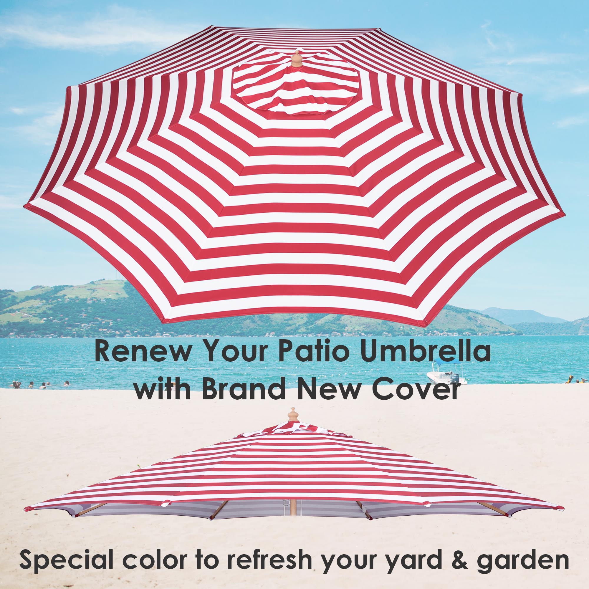 13 Ft Patio Umbrella Replacement Canopy Market Outdoor Beach Poolside Top Cover - Picture 25 of 36