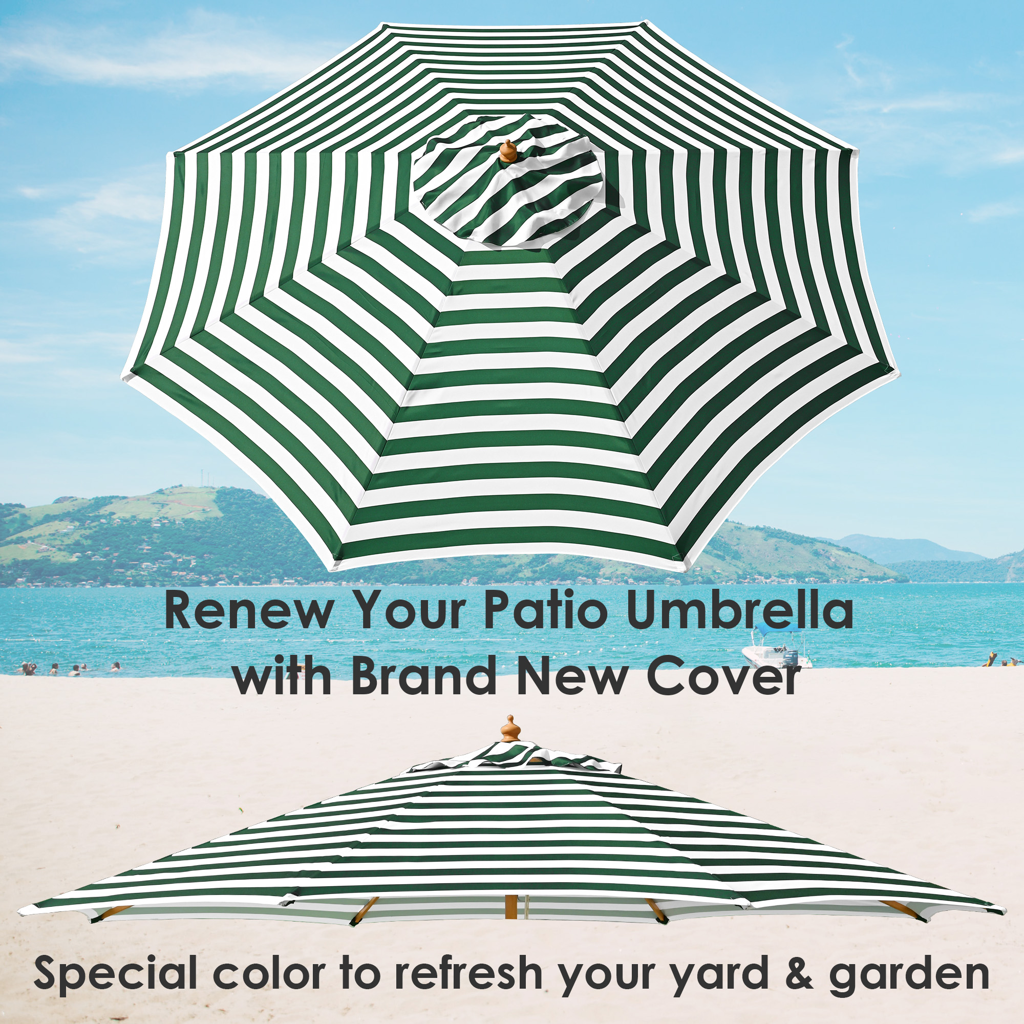 13 Ft Patio Umbrella Replacement Canopy Market Outdoor Beach Poolside Top Cover - Picture 15 of 36