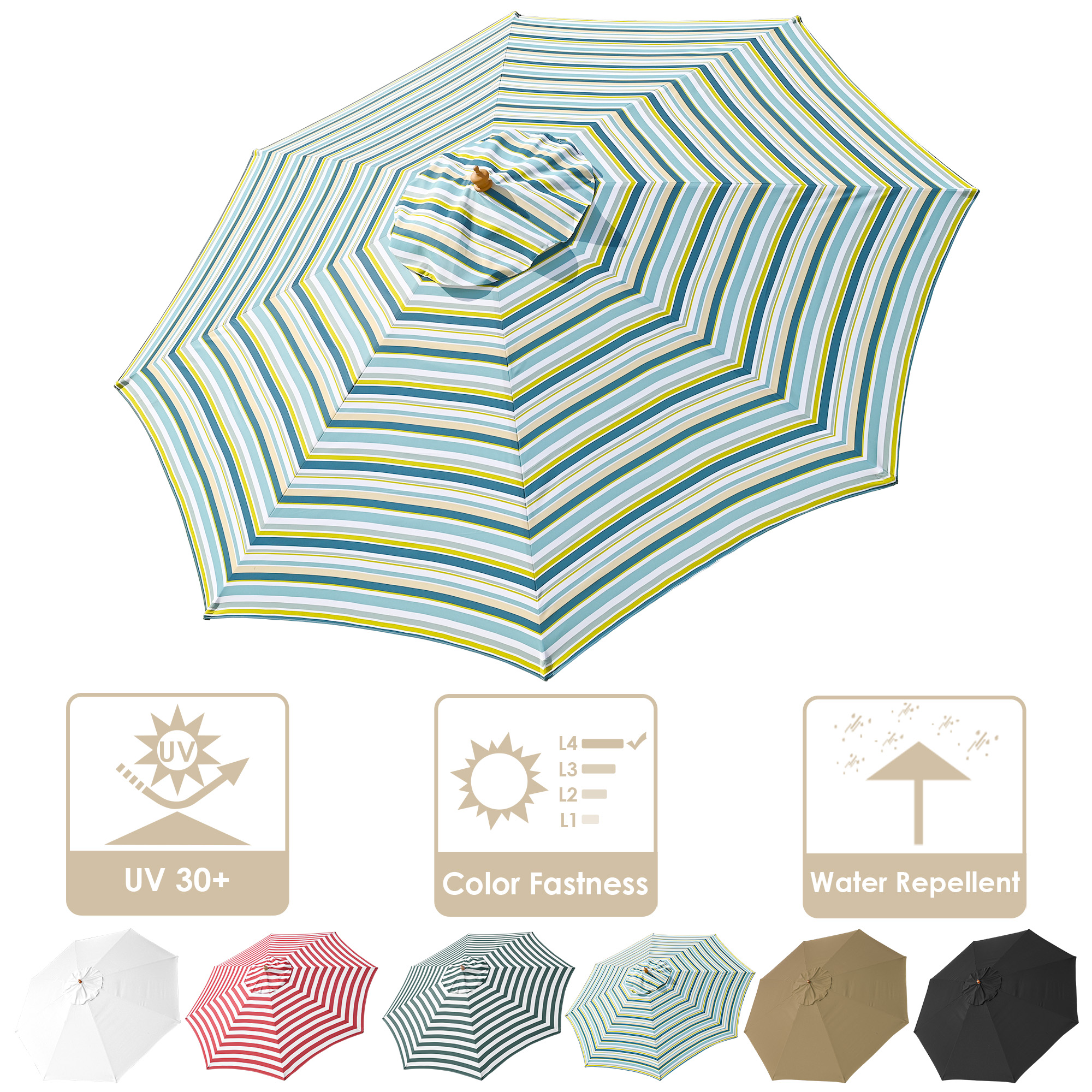 13 Ft Patio Umbrella Replacement Canopy Market Outdoor Beach Poolside Top Cover - Picture 32 of 36