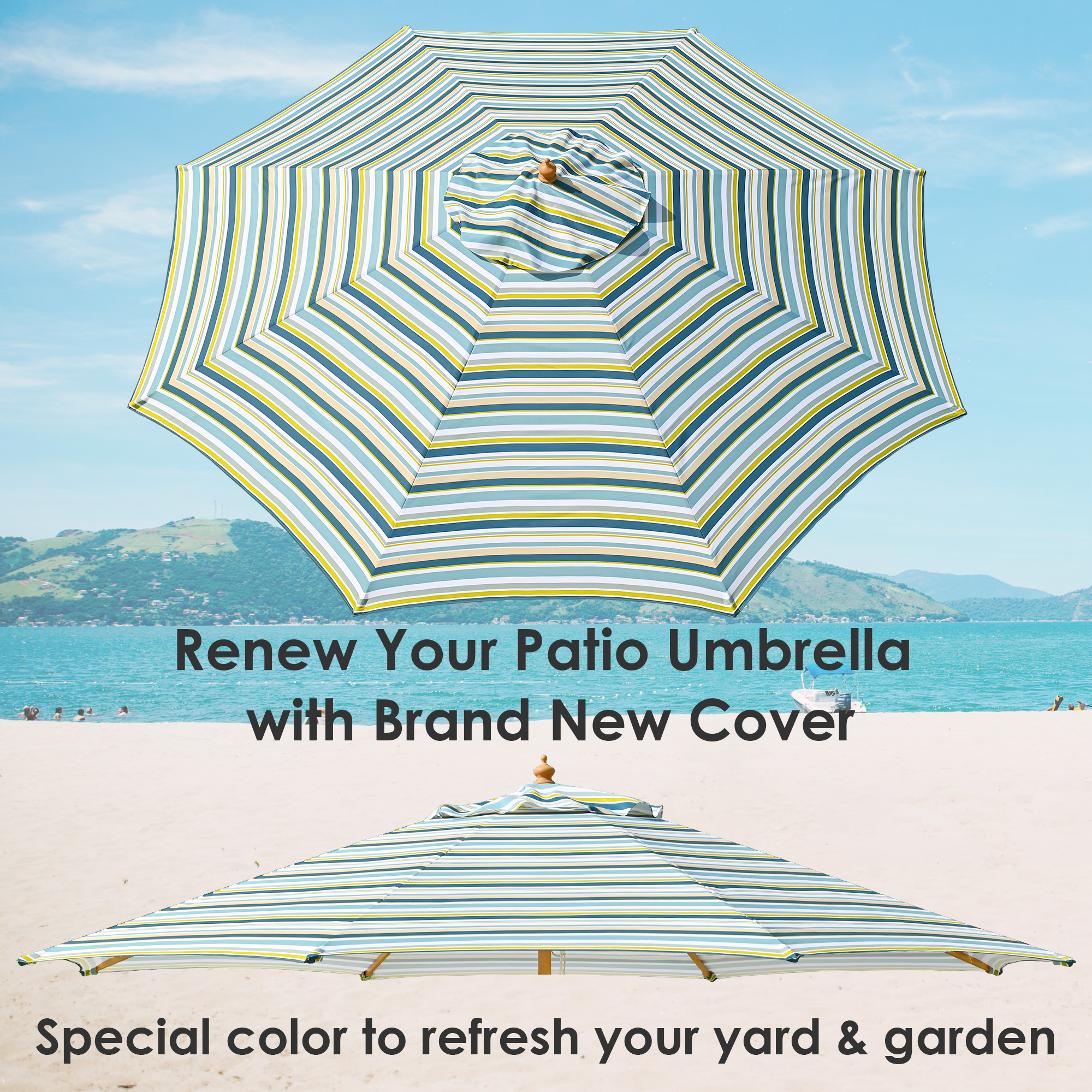 13 Ft Patio Umbrella Replacement Canopy Market Outdoor Beach Poolside Top Cover - Picture 33 of 36