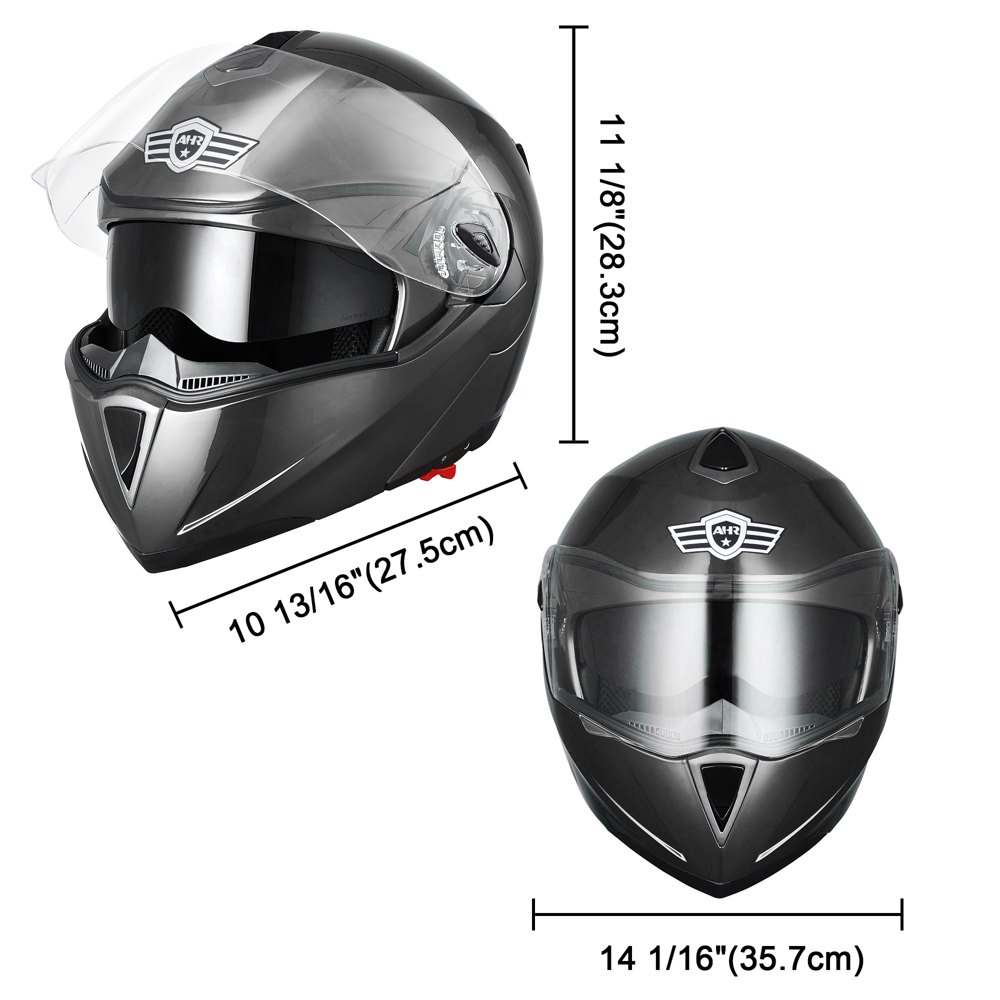 AHR Modular Full Face Motorcycle Helmet Flip up Dual Visor Motocross DOT M/L/XL