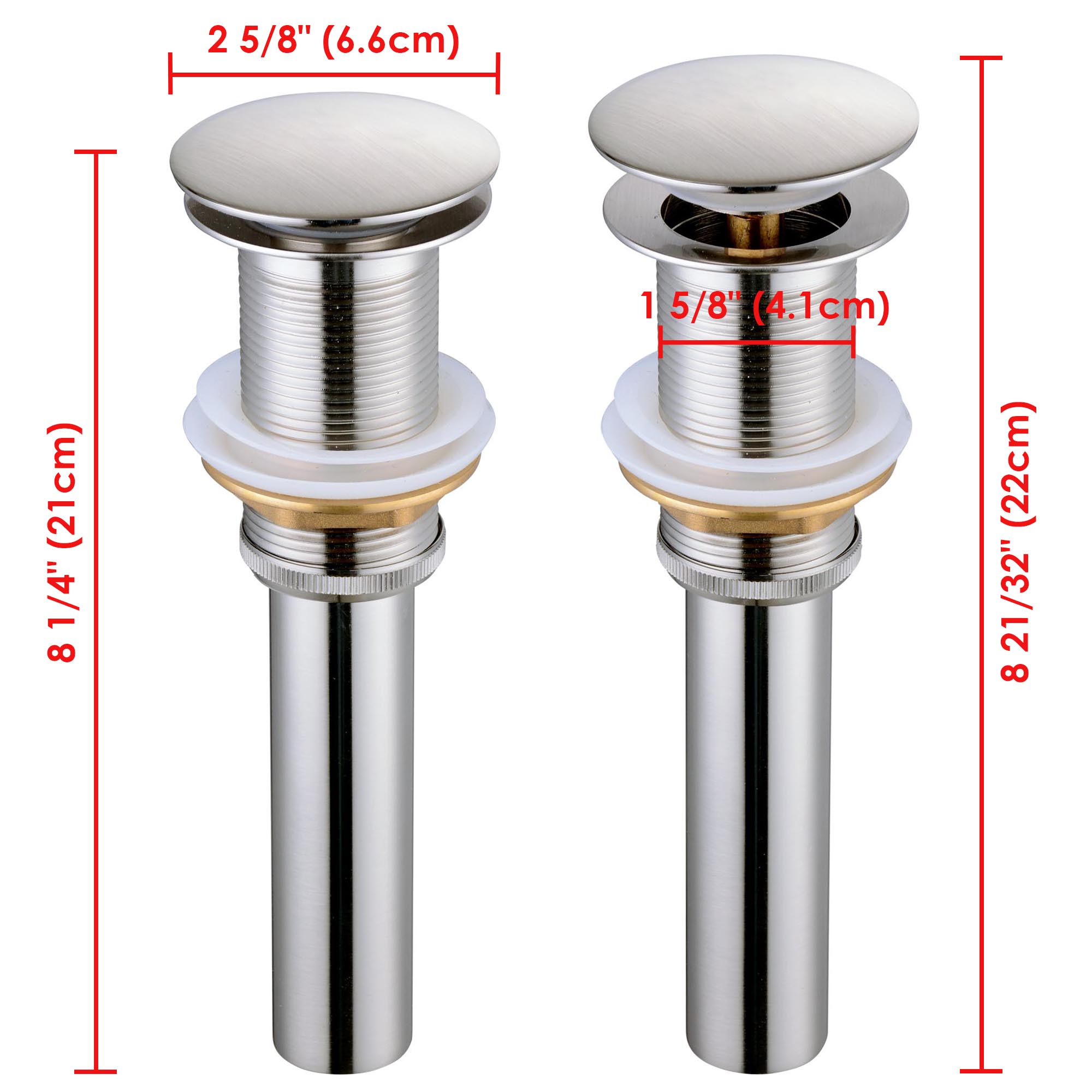 1 5/8" Bathroom Basin Sink Pop Up Drain Vessel Faucet Brass Drain