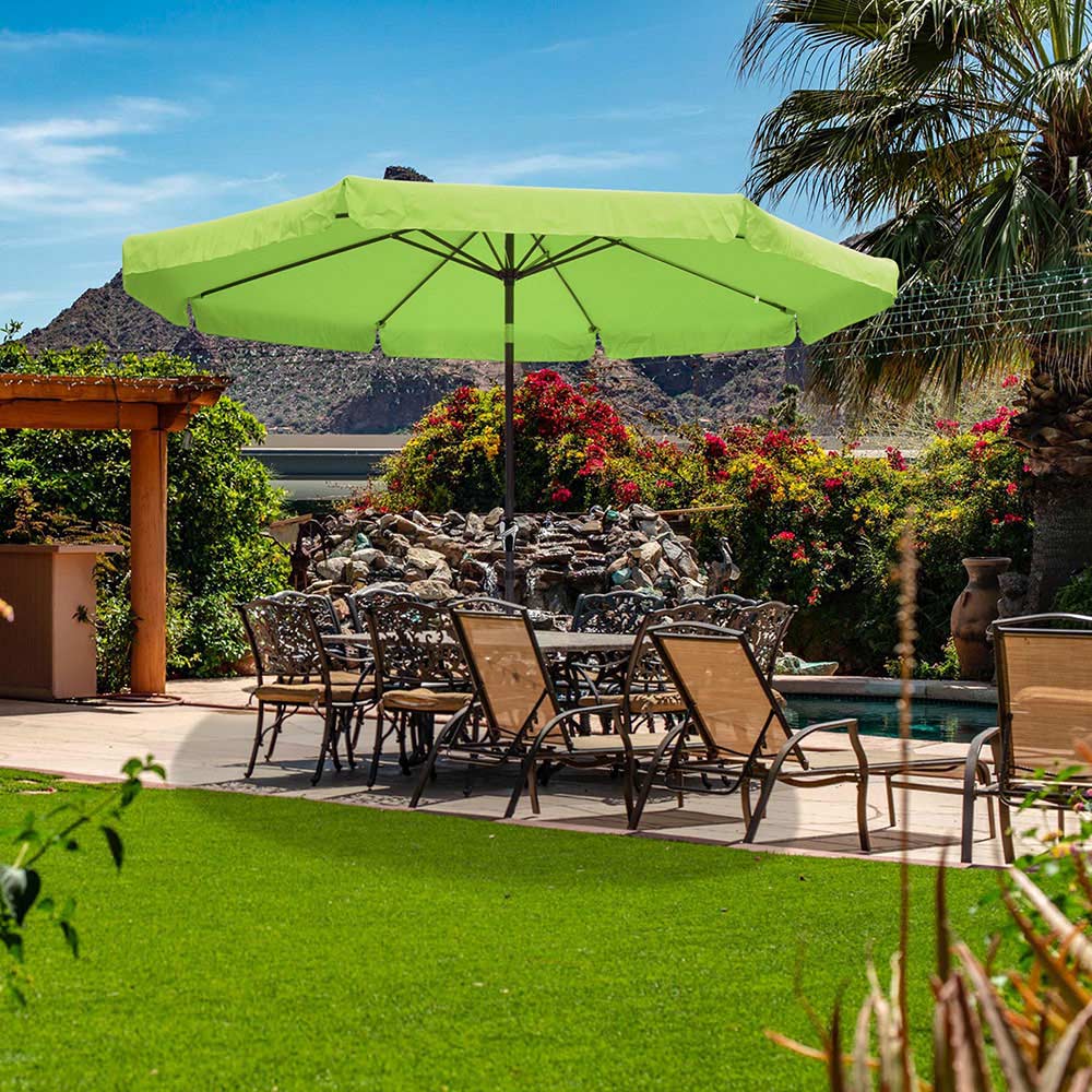 3m Round Parasol Sun Shade Outdoor Patio Garden Umbrella w/ Valance