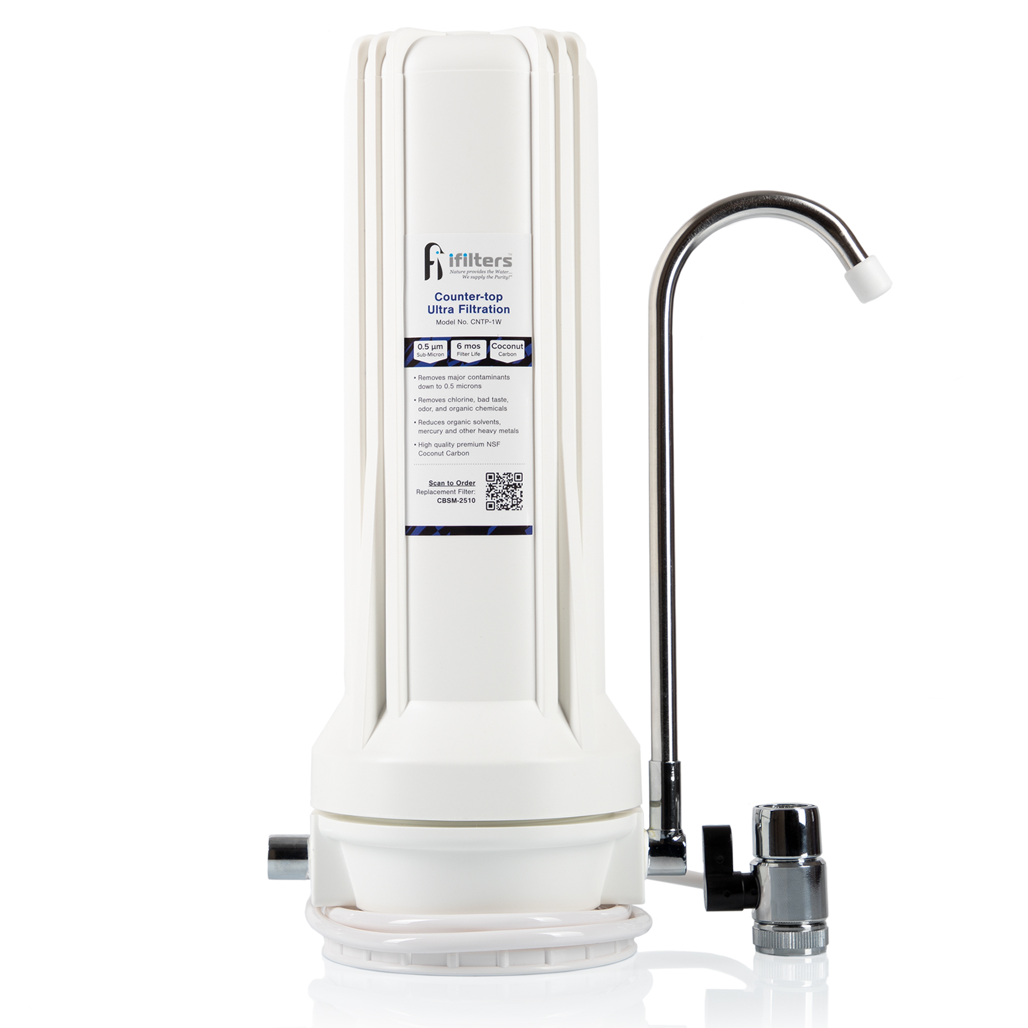 Countertop Ultra Drinking Water Filter For VOCs Cysts Pesticides Herbicides Chlorine Taste & Odor - White