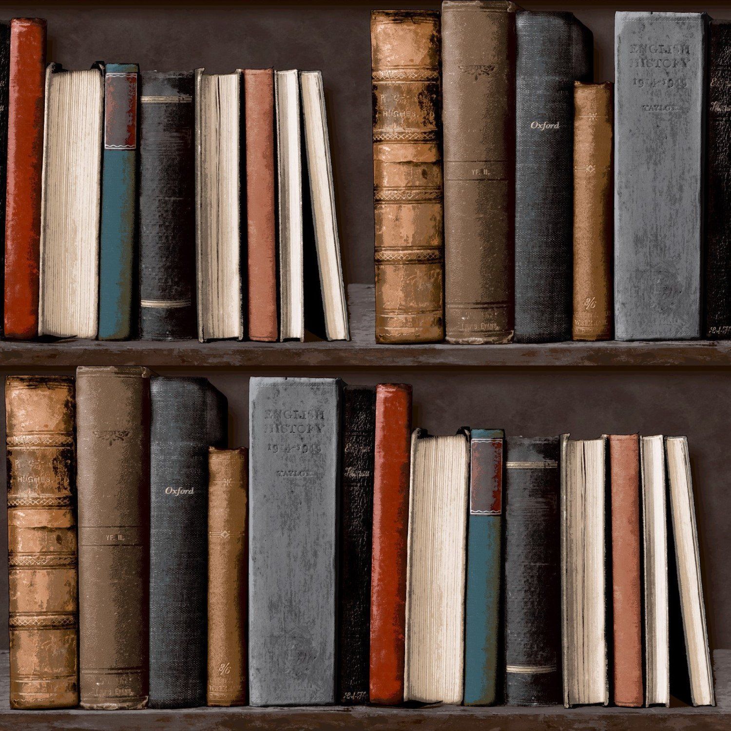 обои с имитацией книжных полок