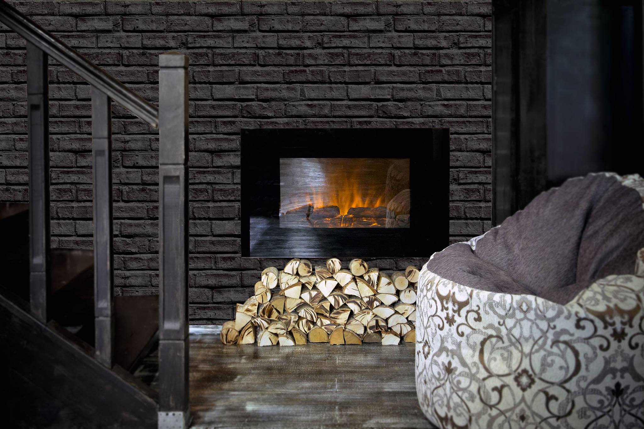Jet Black Brick Wallpaper Stone Rustic Feature Wall Effect Classic Arthouse VIP