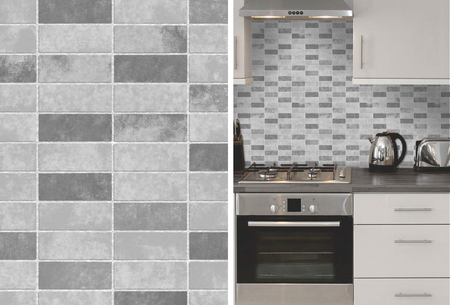 Grey Stone Tile Effect Wallpaper Expanded Vinyl Kitchen Bathroom