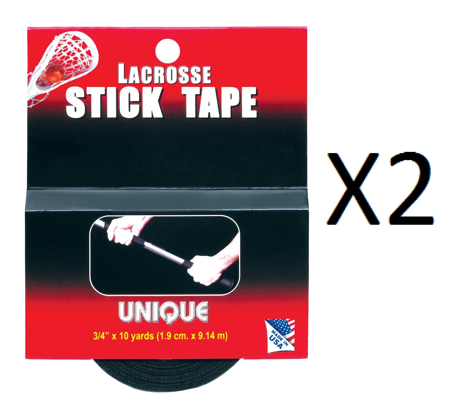 Unique Lacrosse Shaft Stick Handle Adhesive Backed Cloth Tape Black (2