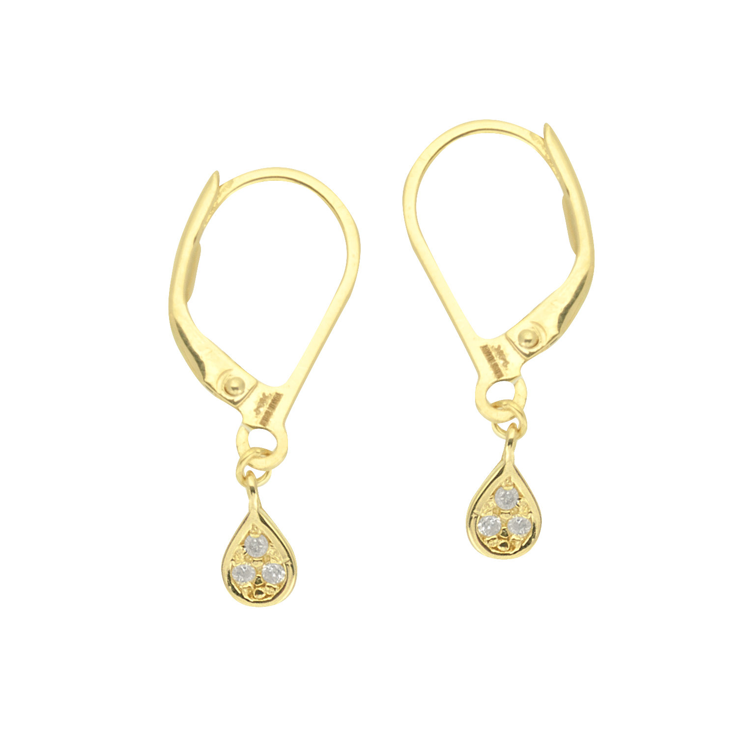 14k Yellow Gold and Diamond Teardrop Earrings Leverback eBay