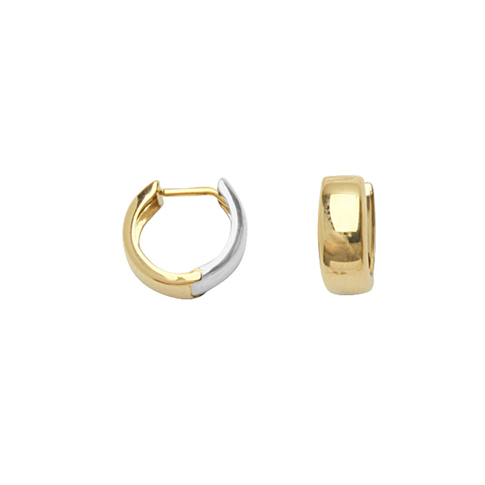 14k White Gold Small Plain Huggies Earrings, 11mm X 11mm