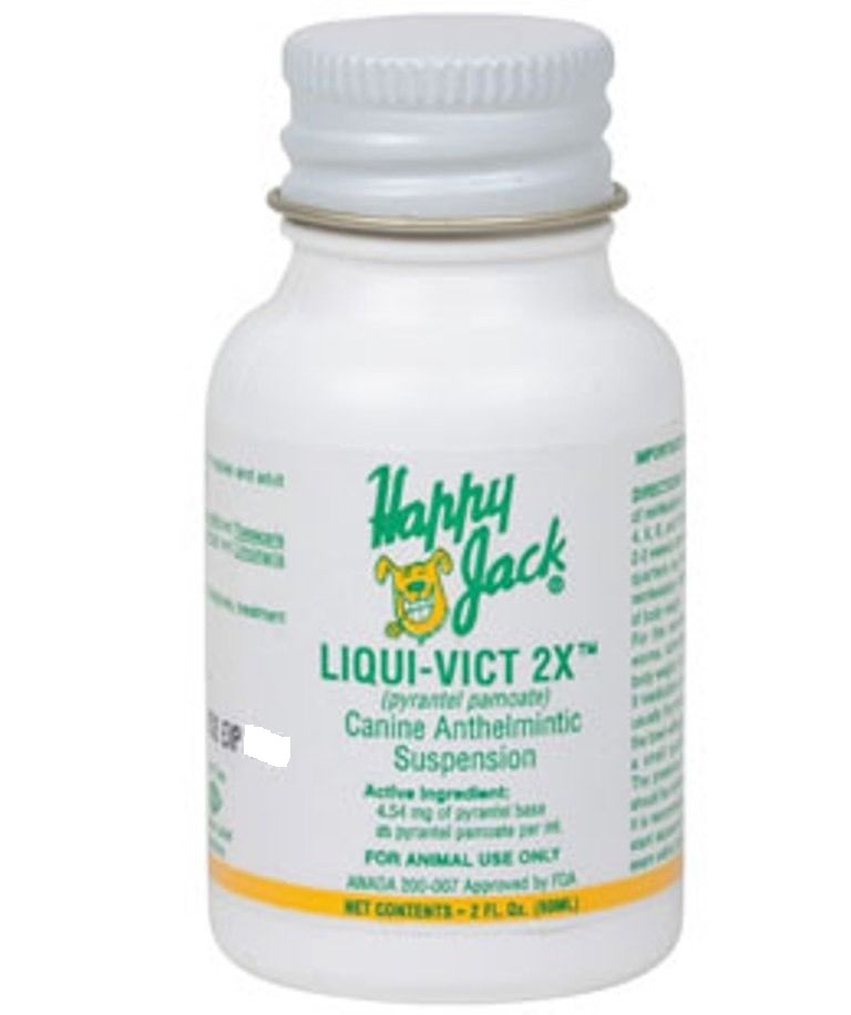 HAPPY JACK LiquiVict 2X Dog Canine Wormer Round Hook Worms Parisites 2