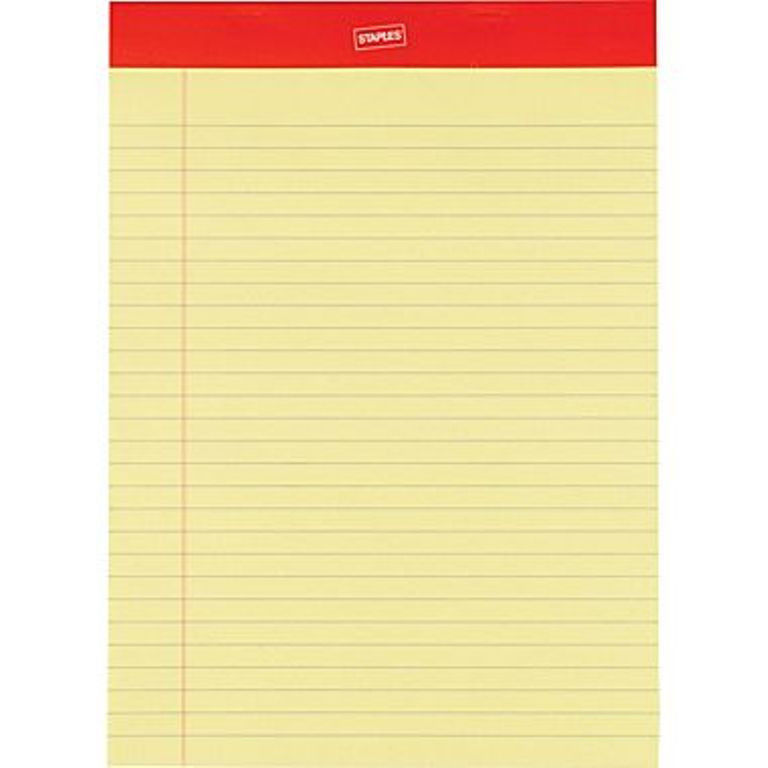 Staples Perforated Notepads 8 1/2"x11 3/4" Yellow 50 Sheets per Pad 12