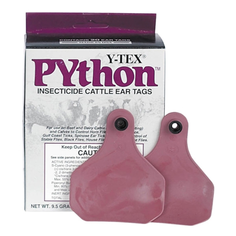 Python Insecticide Fly Ear Tags 20 Count Cattle Cows Calf eBay