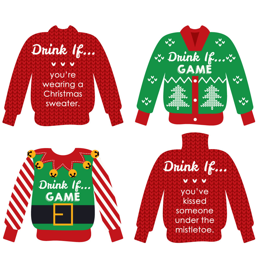 drink if game ugly sweater holiday christmas party game 24 ugly sweater christmas party