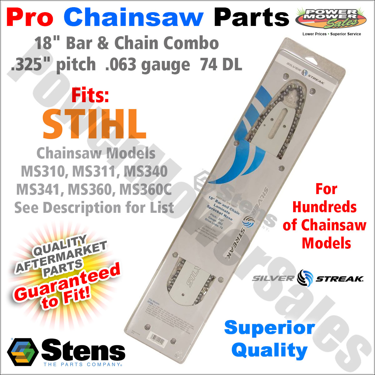 18" Bar & Chain for Stihl Chainsaws MS310, MS311, MS340, MS341, MS360