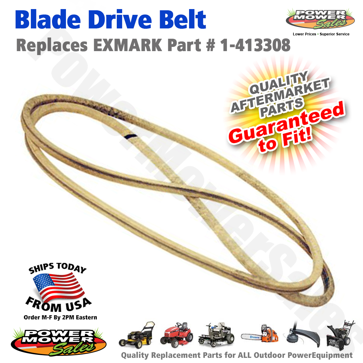 Blade Drive Belt For Exmark 1413308 Fits 48" Lazer HP & 52" Turf